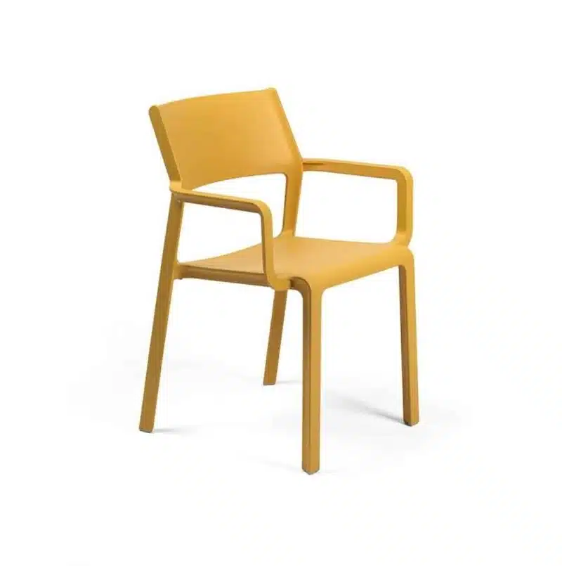 Trill Armchair outside outdoor chair restaurant bar coffee shop cafe DeFrae Mustard Yellow Senape