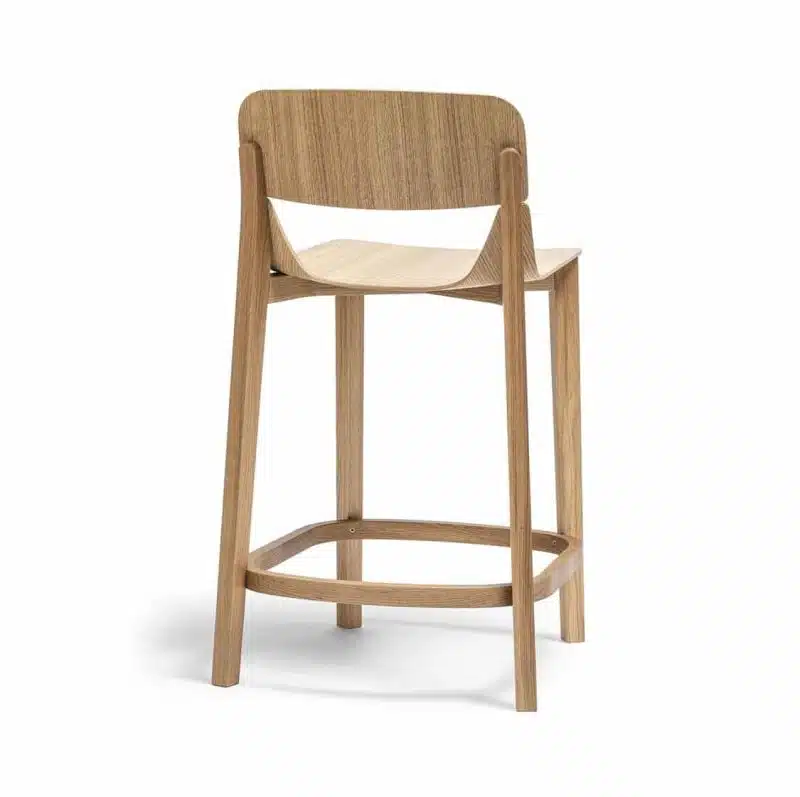 Leaf Bar Stool With Backrest Natual Wood Restaurant Chair Ton at DeFrae Contract Furniture