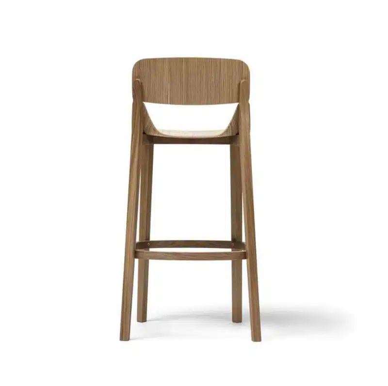 Leaf Bar Stool With Backrest Natual Wood Restaurant Chair Ton at DeFrae Contract Furniture Back View
