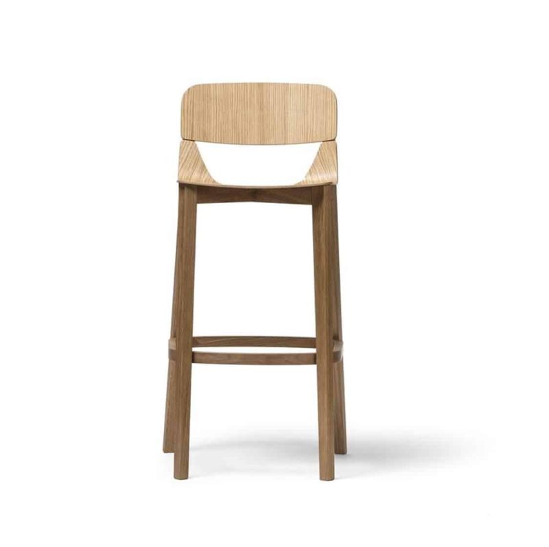 Leaf Bar Stool With Backrest Natual Wood Restaurant Chair Ton at DeFrae Contract Furniture Head on