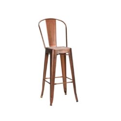 Leon high back bar stool Industrial French Bistro Tolix Copper