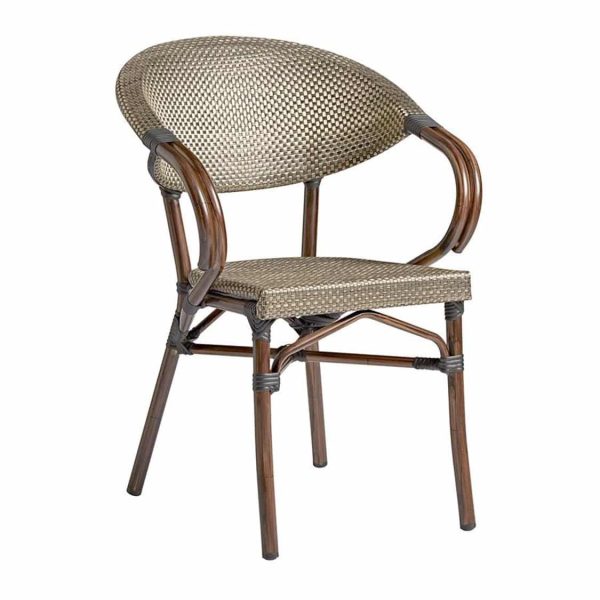 Panda French Bistro Style Ourside Chair DeFrae Contract Furniture Black and gold