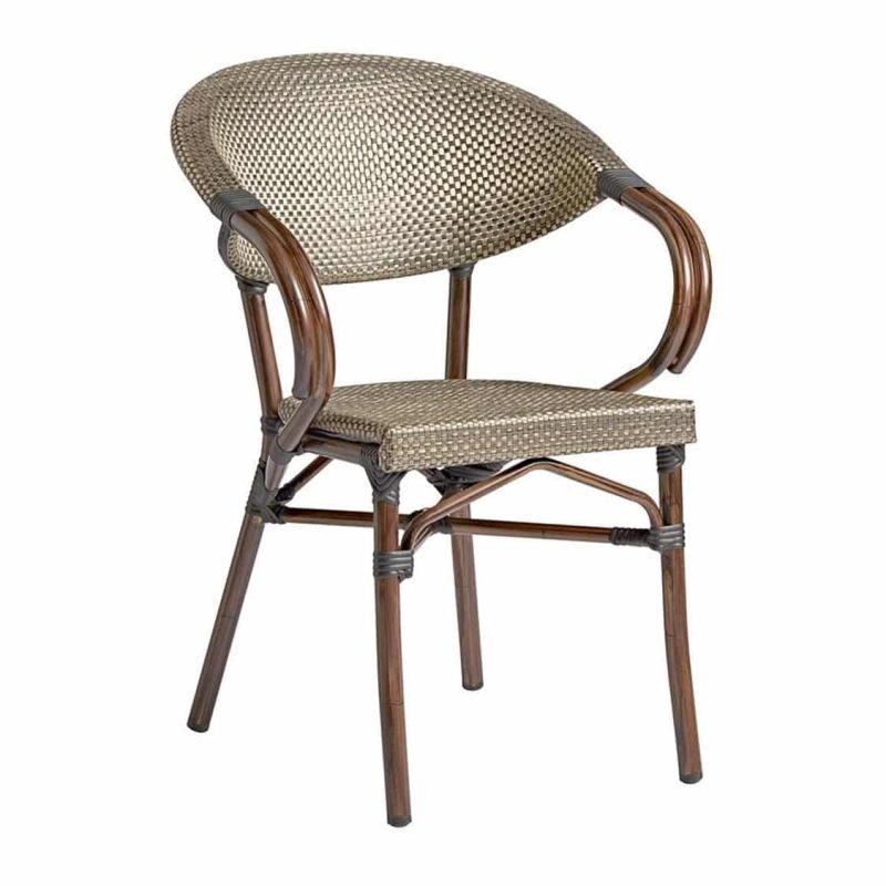 Panda French Bistro Style Ourside Chair DeFrae Contract Furniture Black and gold