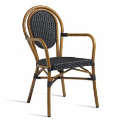 Time French Bistro Style Ourside Armchair DeFrae Contract Furniture Black