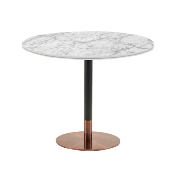 Zeus Table Base Rose Gold & Black DeFrae Contract Furniture with marble top