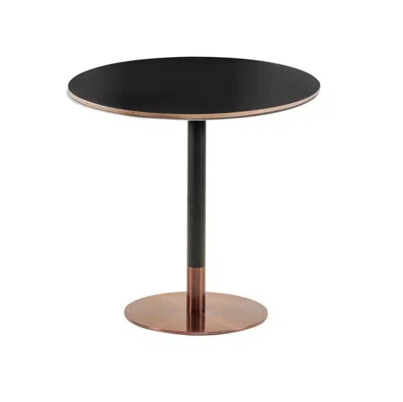 Zeus Table Base Rose Gold & Black DeFrae Contract Furniture with rose gold edging