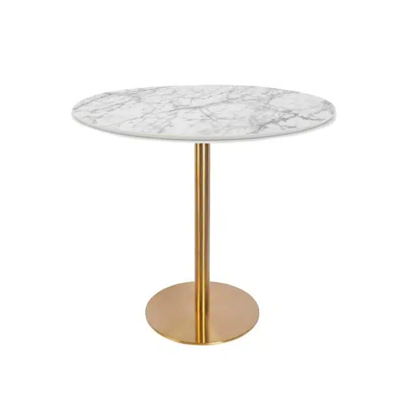 Zeus Table Base brass finish & Black DeFrae Contract Furniture with marble top