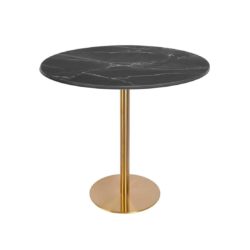 Zeus Table Base brass finish DeFrae Contract Furniture with black marble top