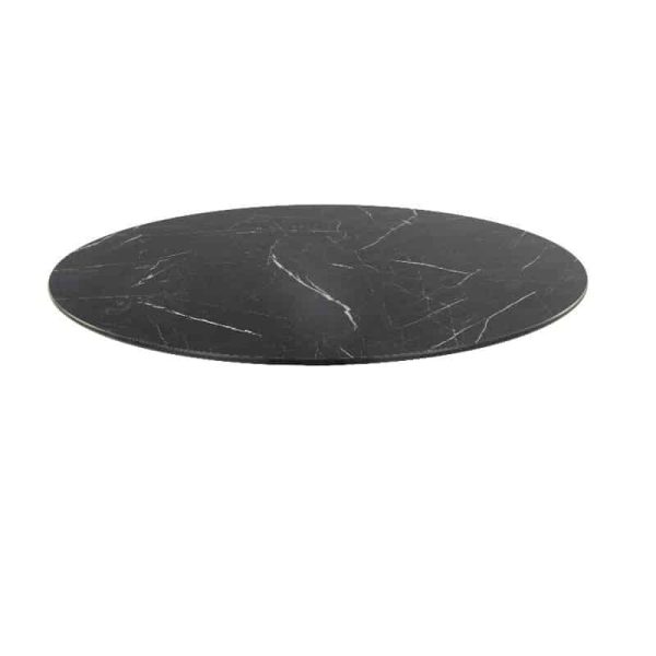 Black Marble Compact Laminate Tabletop 700 round DeFrae Contract Furniture