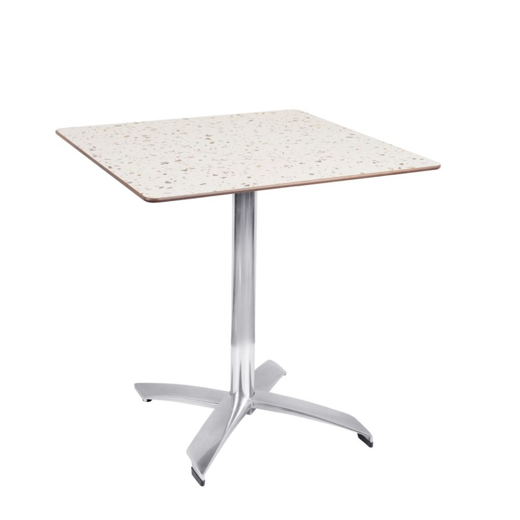 Braga Table base Taupe DeFrae Contract Furniture 700 Square Flip Top Terazzo Marble Compact Laminate Top
