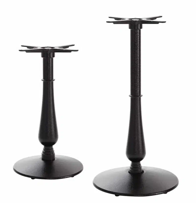 Manor Table bases in dining and poseur height black cast iron