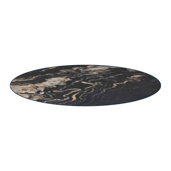 Portoro Marble Black Compact Laminate Tabletop 700 round DeFrae Contract Furniture