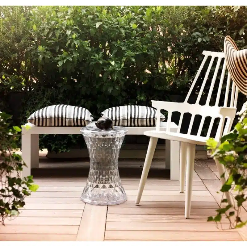 Stone Side Table from Kartell at DeFrae Contract Furniture Transparent Crystal in situ