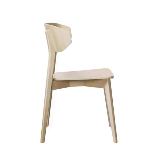 Hellen Plus SE01 Wooden Side Chair with curved back rest DeFrae Contract Furniture natural side view