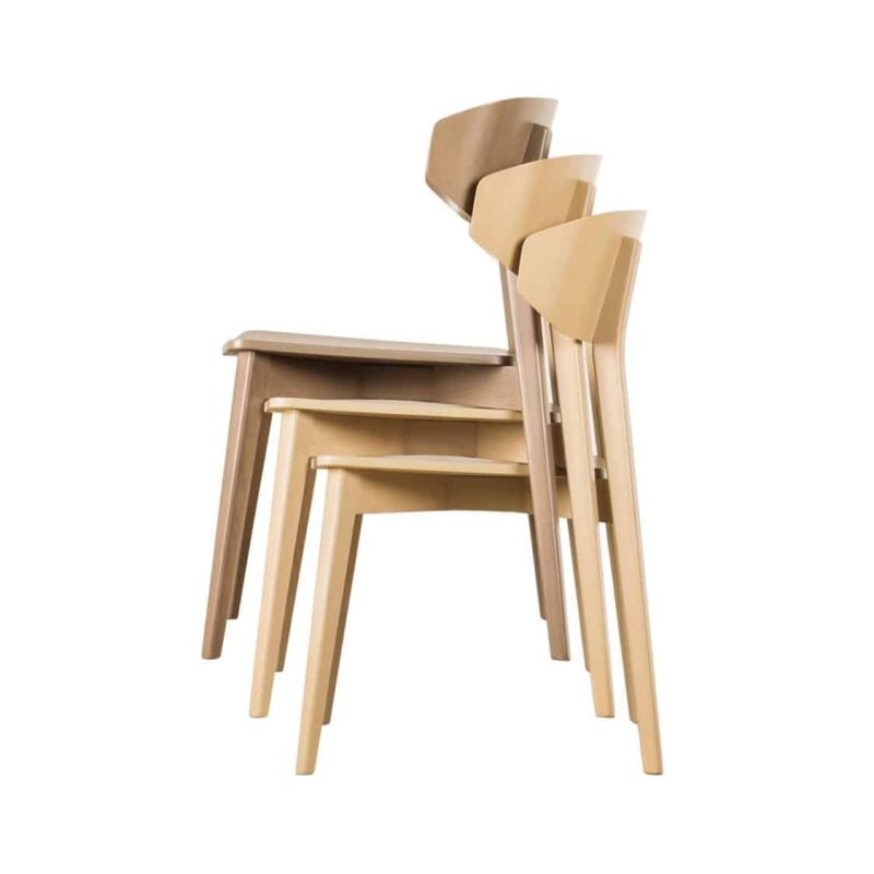 Hellen Plus SE01 Wooden Side Chair with curved back rest DeFrae Contract Furniture stackable