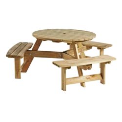 Picnic Tables 6 Seater Round DeFrae Contract Furniture Outside Furniture