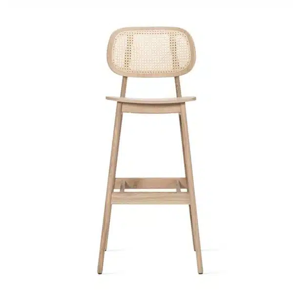 Titus bar stool Vincent Sheppard at DeFrae Contract Furniture natural Cane Seat and Back side on