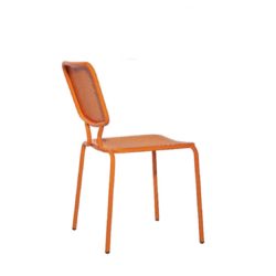Aitra Side Chair Outside Use Stackable Orange DeFrae Contract Furniture Side View