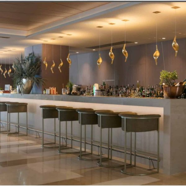 Honey Bar Stool Cantilever Base Bar Stool DeFrae Contract Furniture