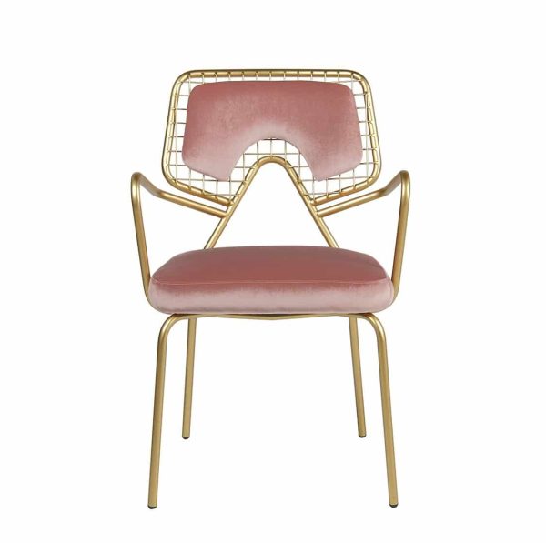 Planet S1 Armchair DeFrae Contract Furniture Pink with gold frame