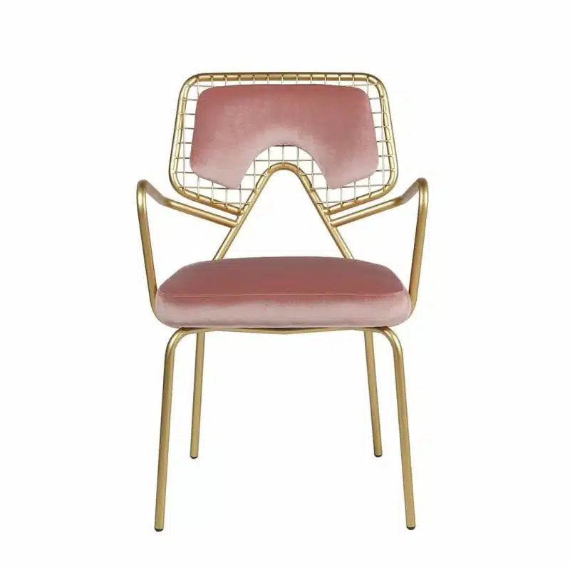 Planet S1 Armchair DeFrae Contract Furniture Pink with gold frame