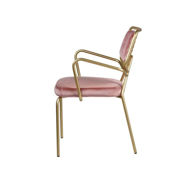 Planet S1 Armchair DeFrae Contract Furniture Pink with gold frame side view
