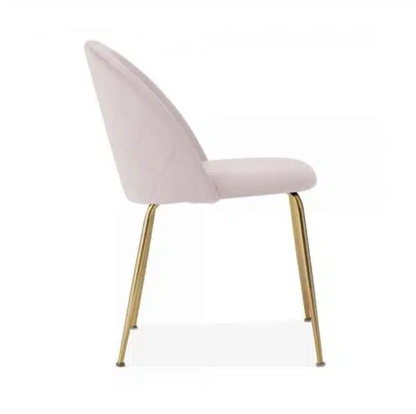 Heath Side Chair Brass Frame DeFrae Contract Furniture Pale Pink Side View