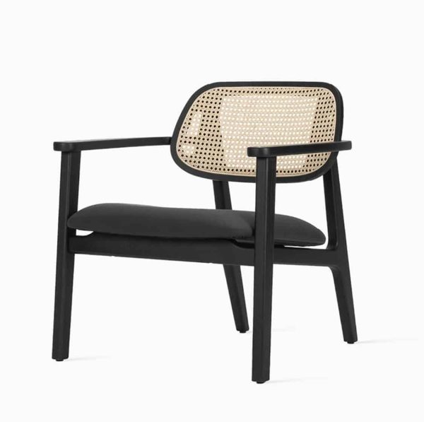 Titus lounge chair Vincent Sheppard at DeFrae Contract Furniture black frame and cane back