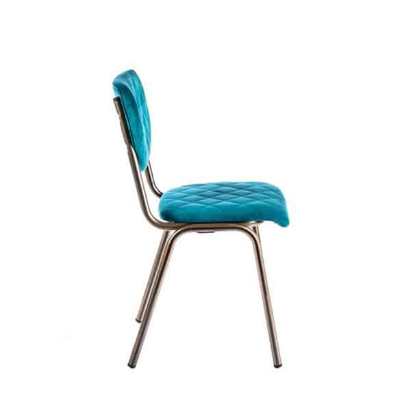 Isabella Side Chair Quilted Back and Brass Look Frame DeFrae Contract Furniture Aqua