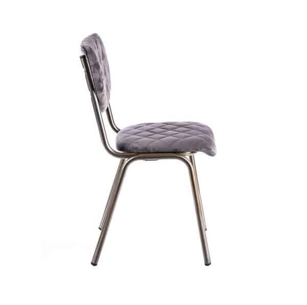 Isabella Side Chair Quilted Back and Brass Look Frame DeFrae Contract Furniture Grey Side