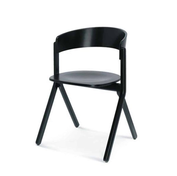 Signa Side Chair Curved Back DeFrae Contract Furniture Side View Black