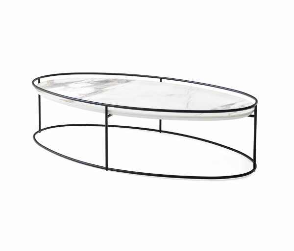 Atollo Coffee Tables by Calligaris at DeFrae Contract Furniture White Marble Black Frame