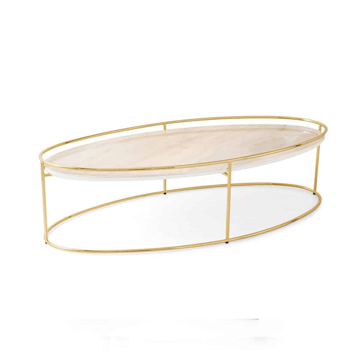 Atollo Coffee Tables by Calligaris at DeFrae Contract Furniture White Marble Brass Frame