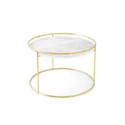 Atollo Side Tables by Calligaris at DeFrae Contract Furniture White Marble Brass Frame