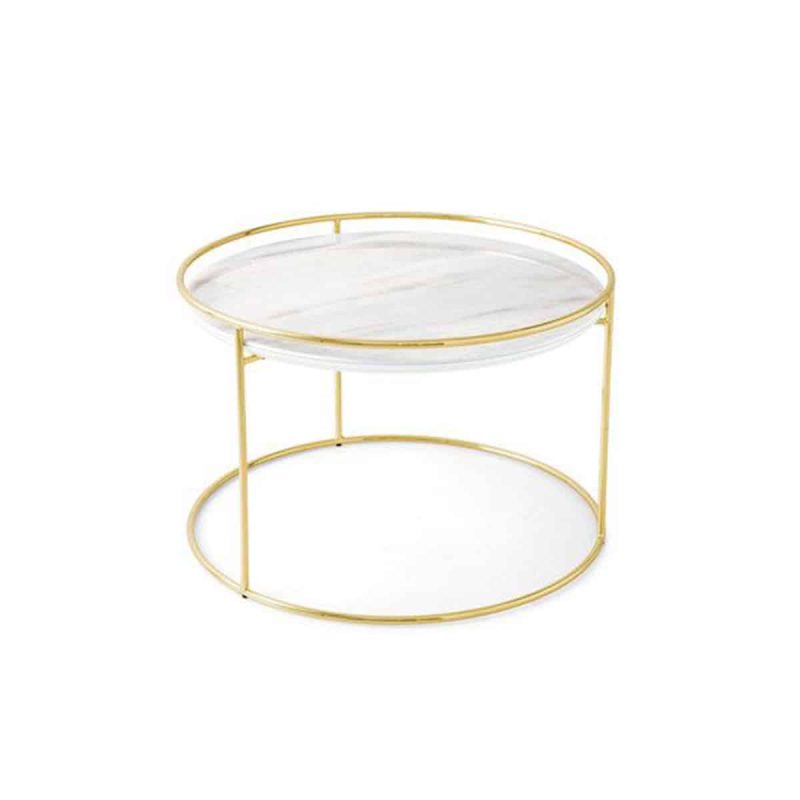 Atollo Side Tables by Calligaris at DeFrae Contract Furniture White Marble Brass Frame