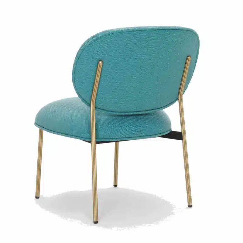 Blume 2951 Lounge Chair Pedrali at DeFrae Contract Furniture Blue with brass frame back view