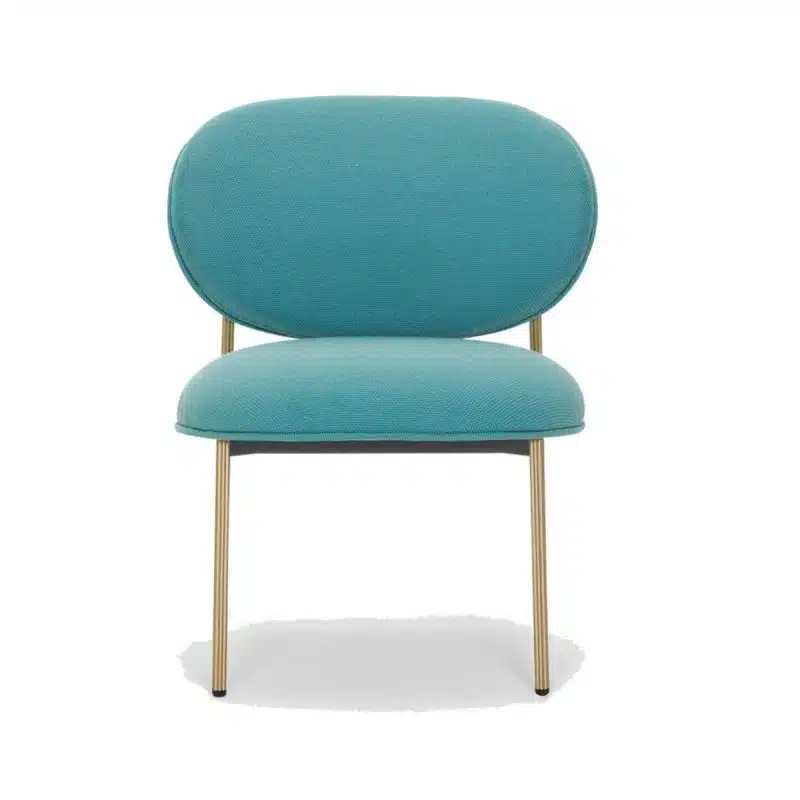 Blume 2951 Lounge Chair Pedrali at DeFrae Contract Furniture Blue with brass frame hero