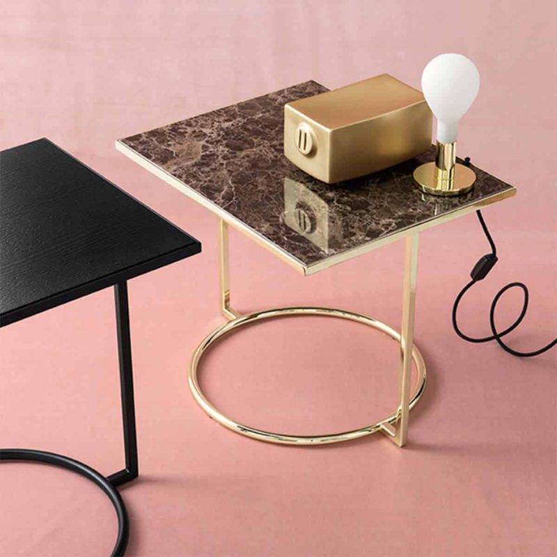 Daytona Occasional Table With Brass Frame and Marble Square Top Calligaris at DeFrae Contract Furniture in situ