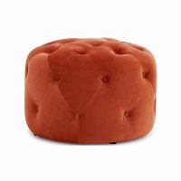 Ruby Round Button Back Pouf Burnt Orange
