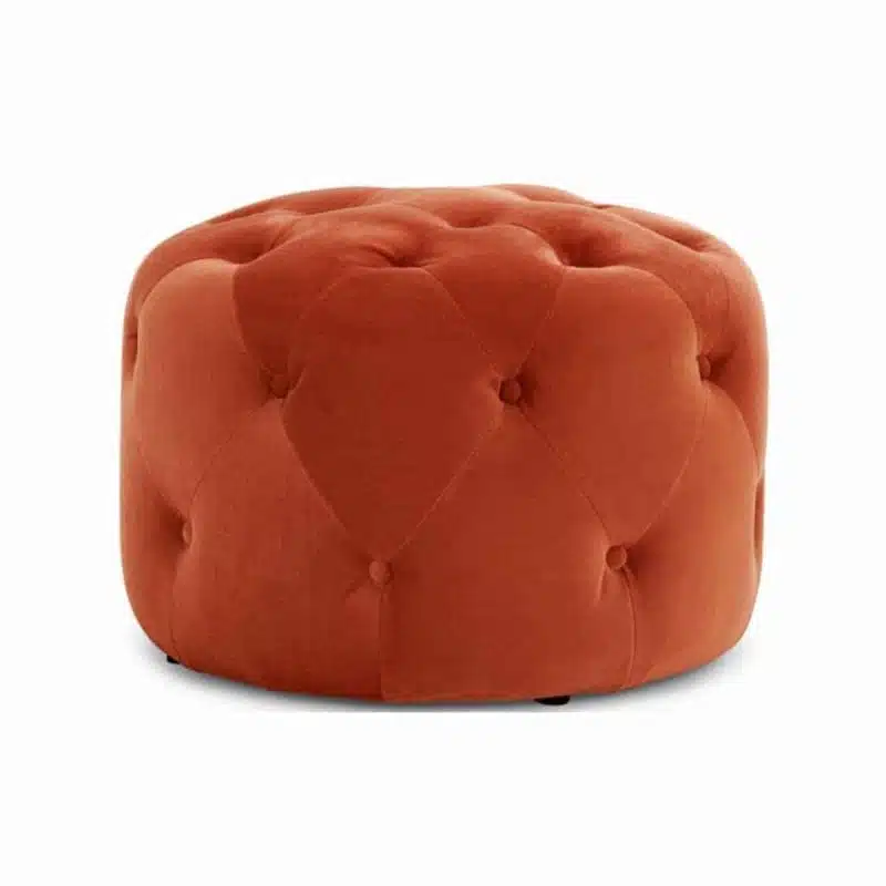 Ruby Round Button Back Pouf Burnt Orange