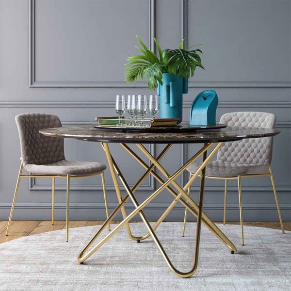 Stellar Table With Brass Frame and Black Marble Round Top Calligaris at DeFrae Contract Furniture