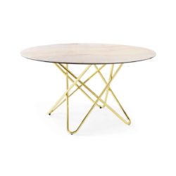Stellar Table With Brass Frame and Marble Round Top Calligaris at DeFrae Contract Furniture