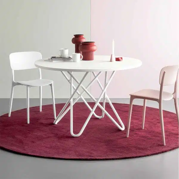 Stellar Table With White Metal Frame and Round Top Calligaris at DeFrae Contract Furniture