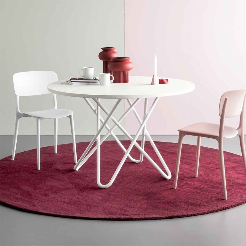 Stellar Table With White Metal Frame and Round Top Calligaris at DeFrae Contract Furniture