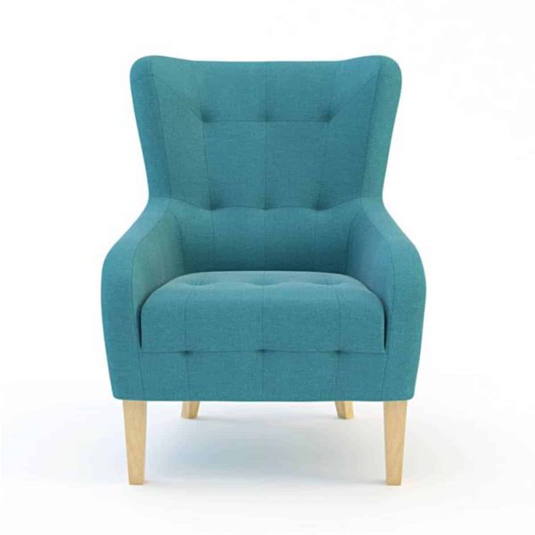 Juliet lounge armchair button detail DeFrae Contract Furniture Aqua