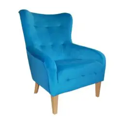 Juliet lounge armchair button detail DeFrae Contract Furniture Blue