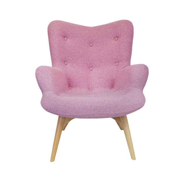 Malmo wingback armchair baby pink button DeFrae Contract Furniture