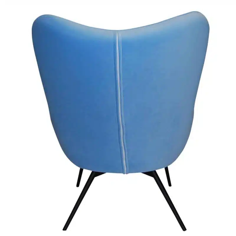 Malmo wingback armchair blue button DeFrae Contract Furniture back view
