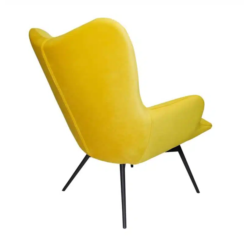 Malmo wingback armchair mustard yellow button DeFrae Contract Furniture back view