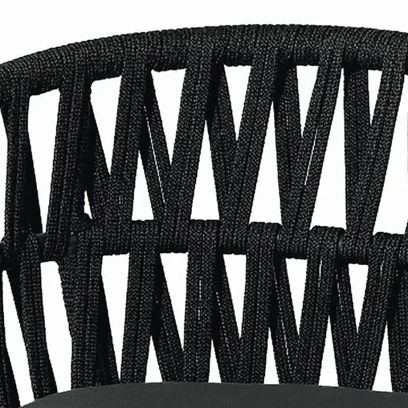 Tahiti Armchair DeFrae Contract Furniture for Outside Use Rope Effect Black close up